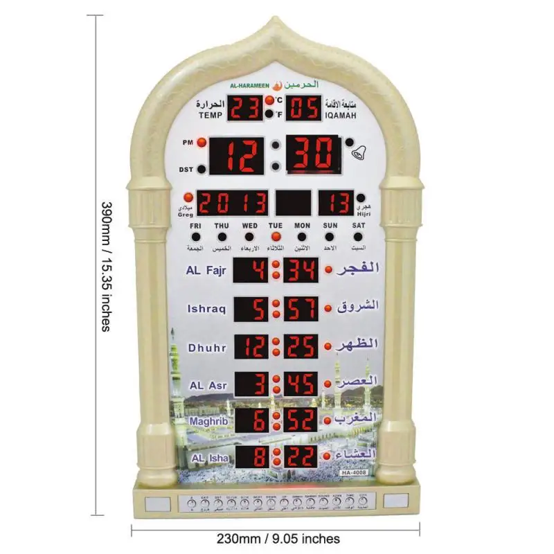 new Digital Home Decor Gift Azan Clock Mosque Ramadan Muslim Prayer Islamic Music Playing Time Reminding Calendar LED | Дом и сад