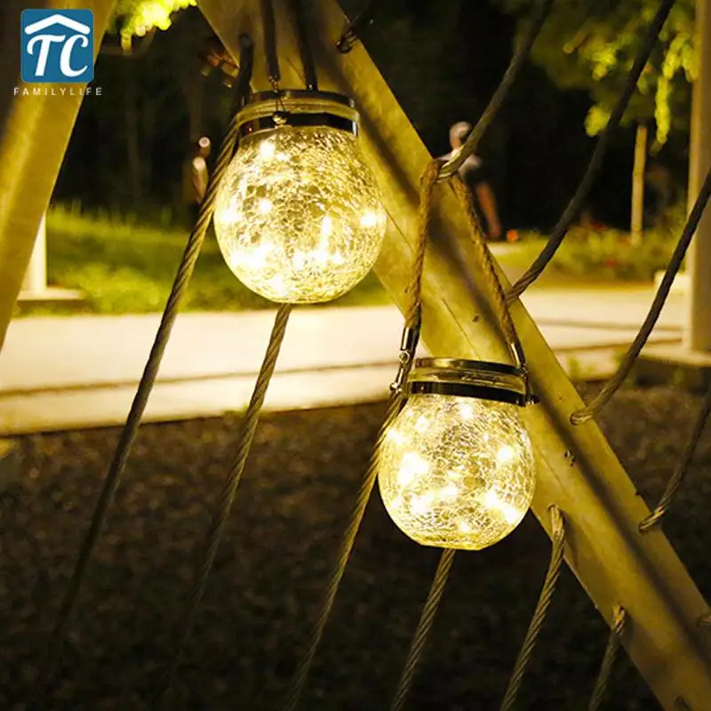 

Globe Solar Garden Light Waterproof LED Lantern Hanging Lights Outdoor Color Change Crack Ball Lamp for Christmas Patio Lamp