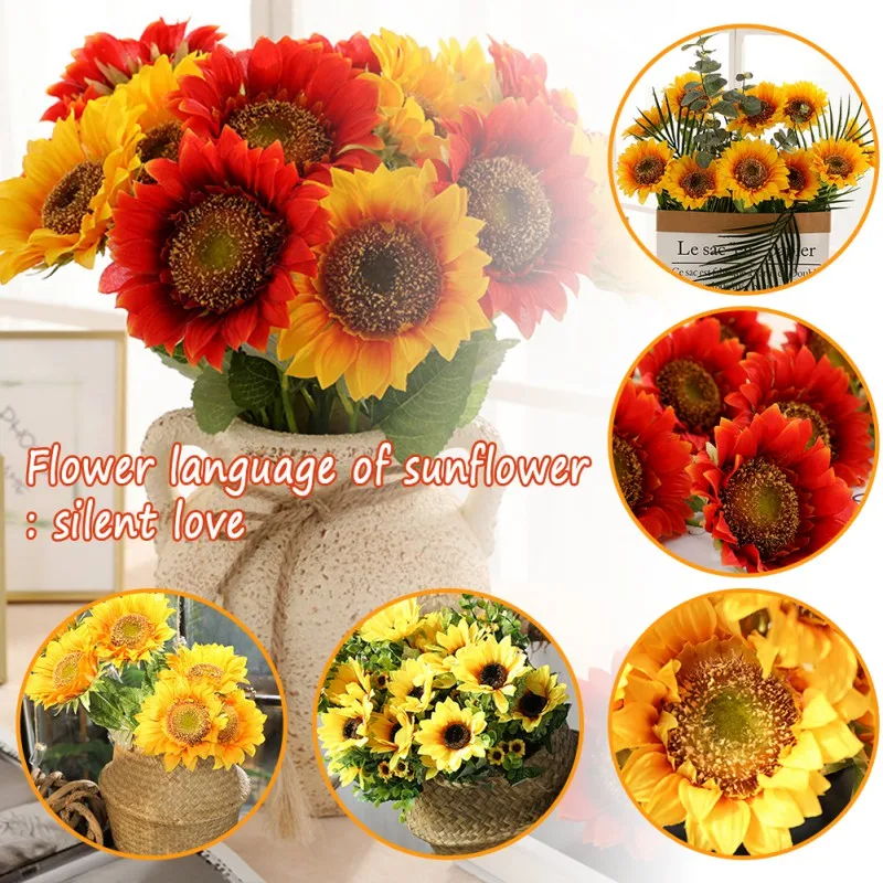 Искусственный букет подсолнухов из искусственного шелка для свадьбы сада офиса