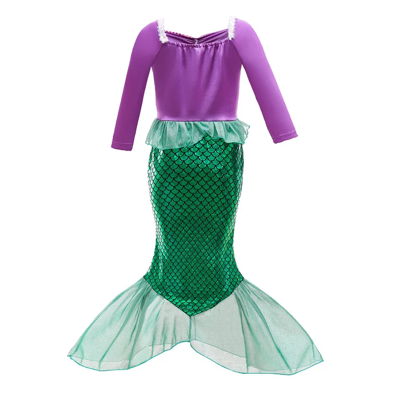 2022 Halloween Little Mermaid Princess Cosplay Costume Girl Dress up Fancy Baby Sequin Tails Party Holiday | Тематическая одежда и