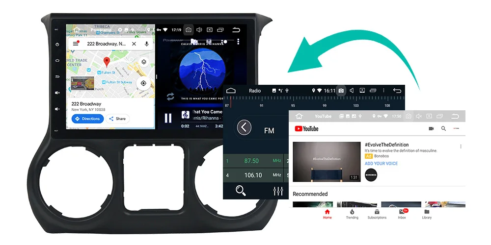 Belsee 10," PX6 Android 9,0 8 ядерный 4 Гб 64 Гб стерео головное устройство автомобильное радио gps Bluetooth Авторадио для Jeep Wrangler JK 2011