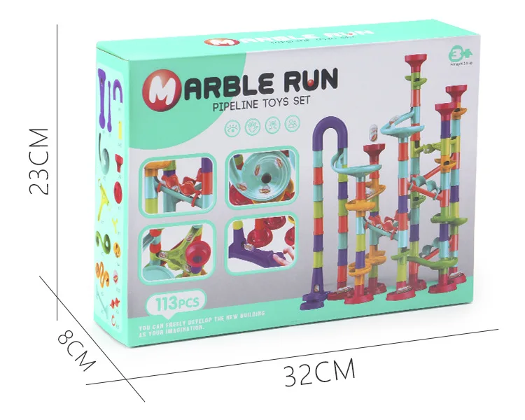113 шт. Marble Run строительные блоки 3D лабиринт с шариком гоночный трек игрушка рулон