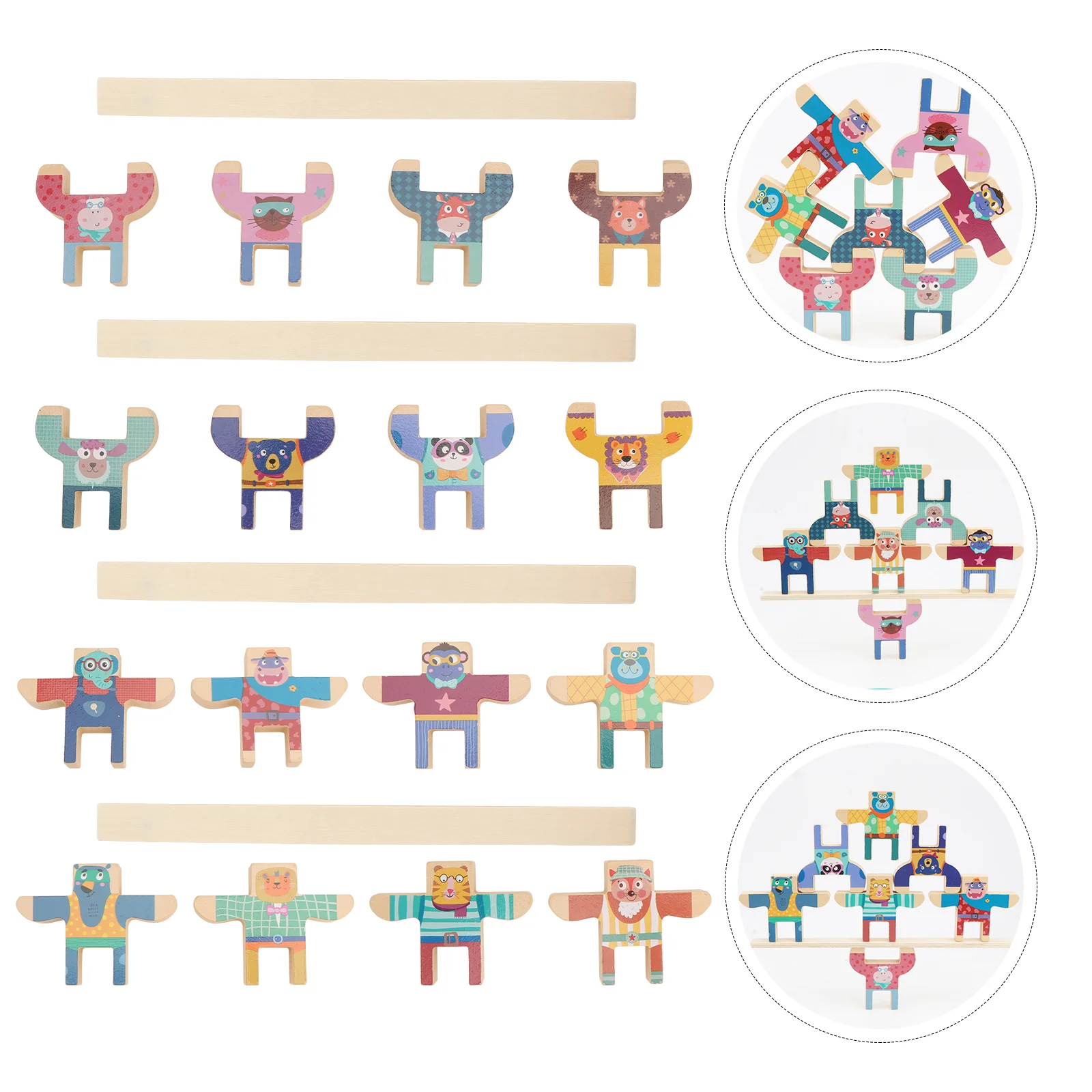 

1 Set Children Building Blocks Balance Stacking Toys Wood Playthings