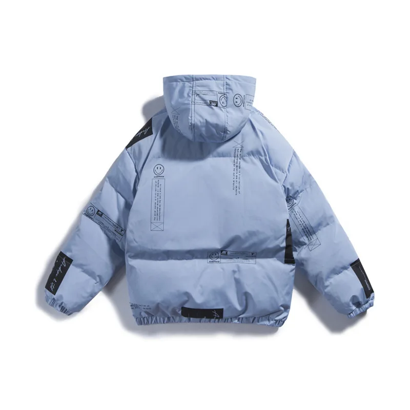 Мужские зимние куртки и пальто в уличном стиле с принтом смайлика для перевозки