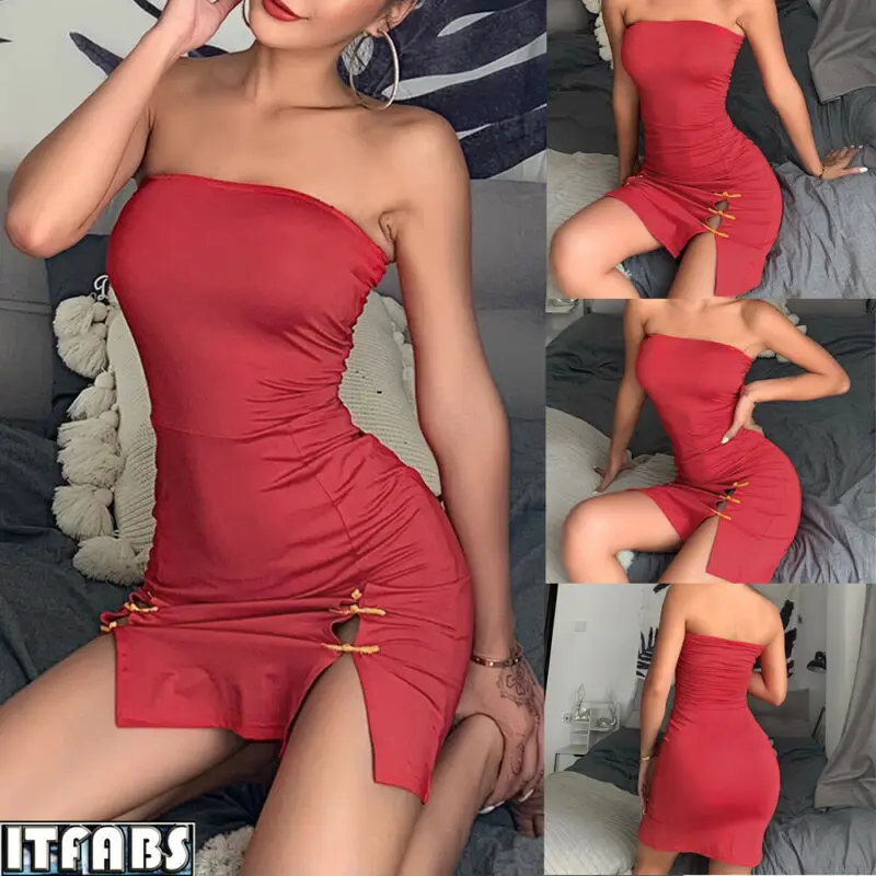 2019 женское летнее сексуальное платье без бретелек с вырезом лодочкой модное мини