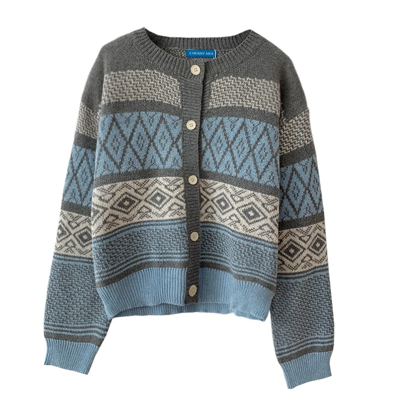 

Женский винтажный кардиган в полоску, трикотажный джемпер в винтажном стиле, Осень-зима 2020