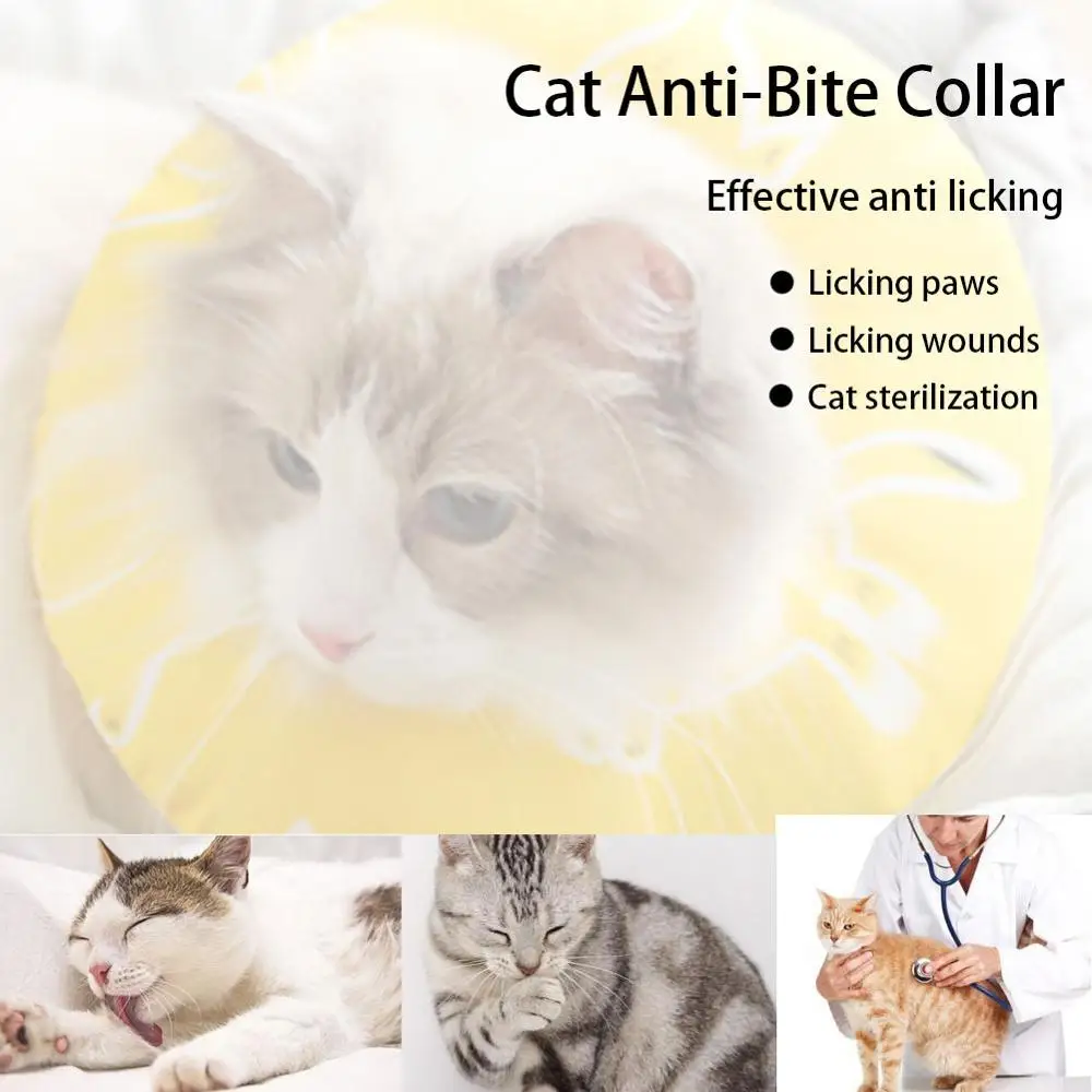 Distinctive Circle Cat Anti-bite Collar Anti-scratch Soft Headgear Dog Pet Sterilization Shame Cotton Ring Cover on - Оригинальный круглый котовый противокусательный ошейник противоцарапающий мягкий головной убор для собак и домашних животных для стерилиз