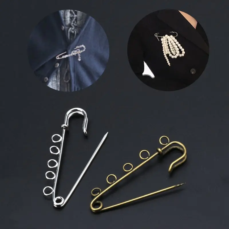 10 шт. серебро бронза сделай сам Броши 5 отверстий Безопасность булавки броши