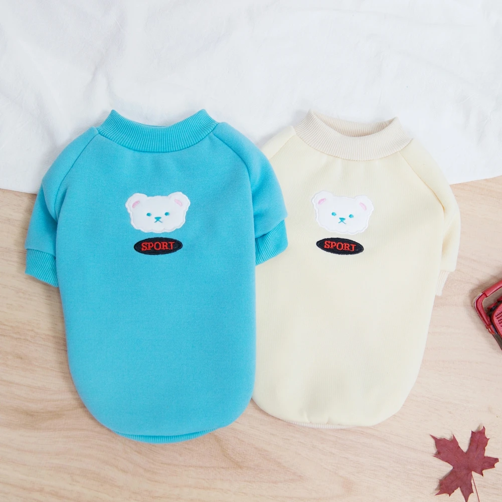 

Dog Clothes Plus Velvet Sweater Pure Cotton T-shirt Cartoon Printing Cat Clothes Teddy Clothes Winter Warm Small Dog Clothes