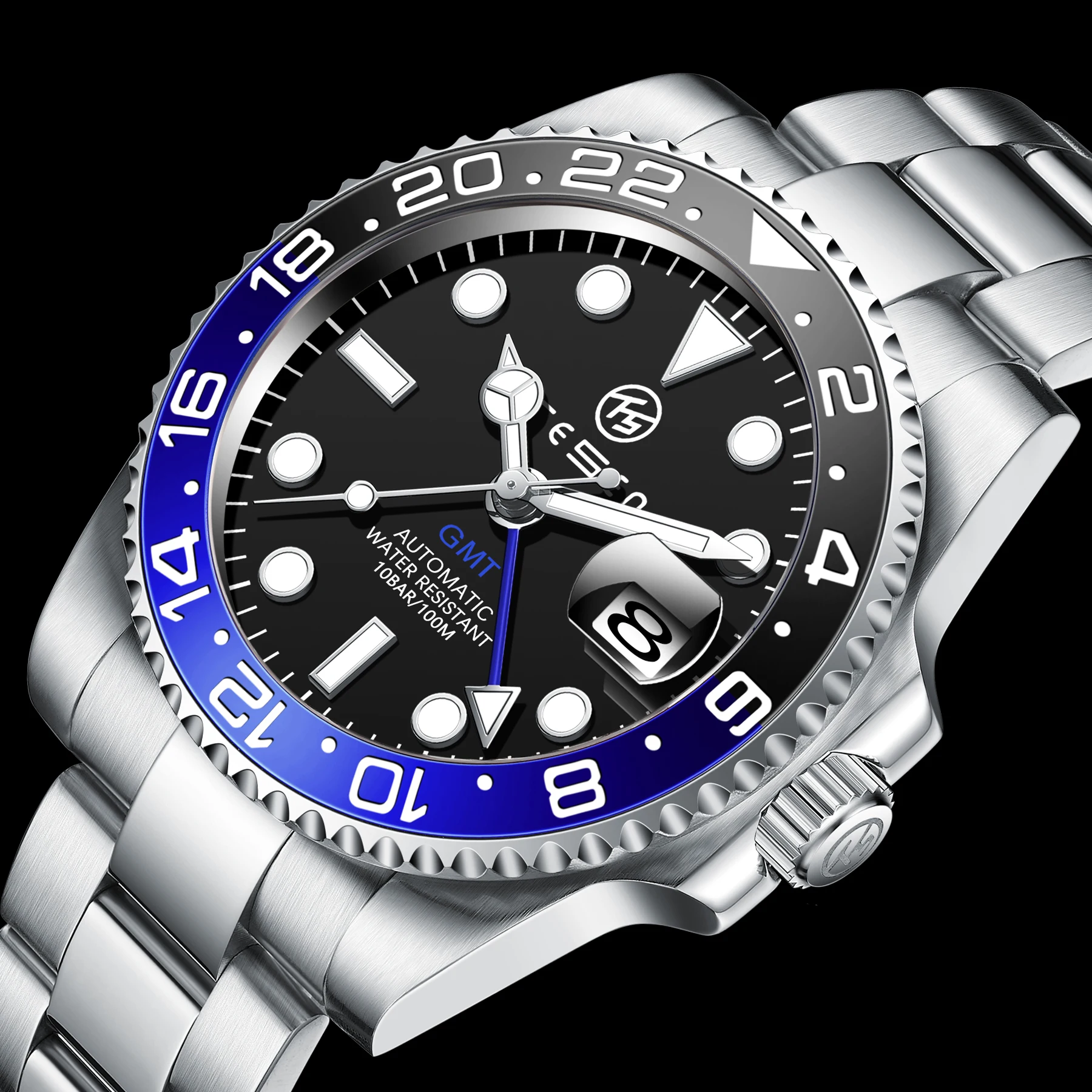 

TESEN Brand Luxury Sapphire Mechanical Men Watches Fashion Sport 316L Steel 100M Waterproof Automatic Men Watch Reloj Hombre+Box