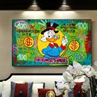 Плакаты на стену в стиле аниме граффити Disney, настенное искусство картины на холсте, картина Дональд Дак за сто долларов для декора детской комнаты