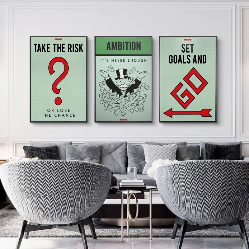 

Inspring Quote Monopoly Street Art Canvas Paintings on The Modern Home Office Wall Decor The Road To Success Experience Pictures