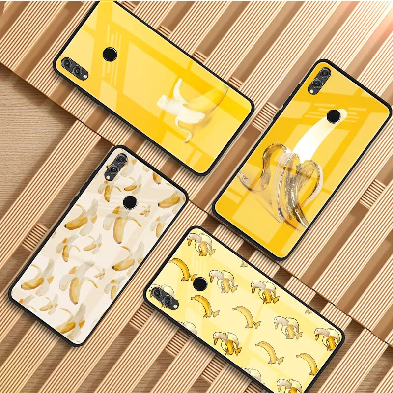 Желтый банановый чехол из закаленного стекла для телефона Huawei P20 P30 P40 Lite Pro Psmart Mate