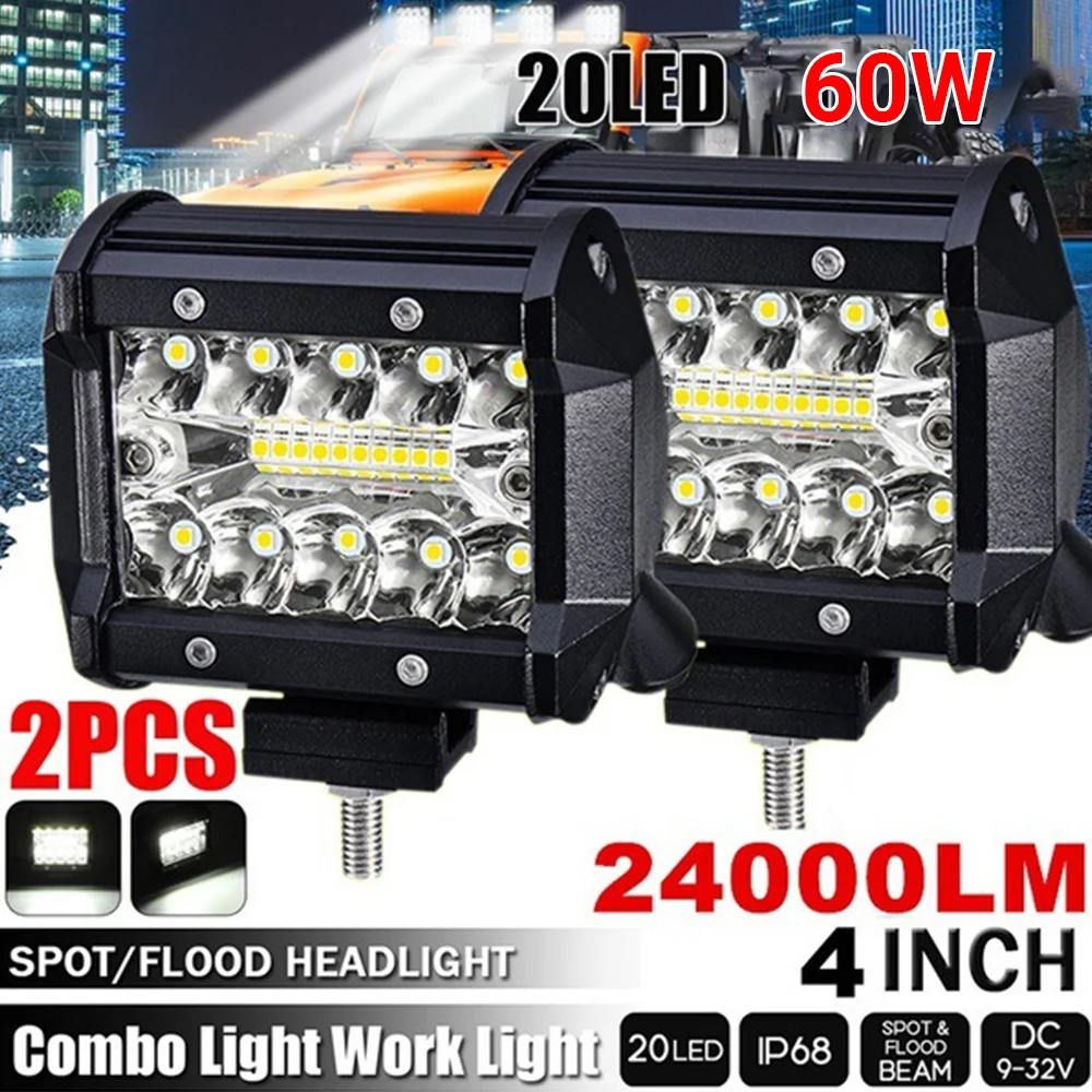 

4-дюймовый 60 Вт светодиодный рабочий фсветильник 12 В 24 В, Рабочий фонарь из алюминиевого сплава, Автомобильные противотуманные фасветильник...