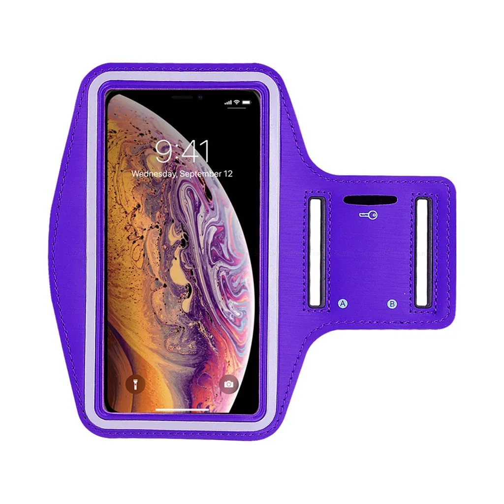 Purple Стиль чехол для телефона на руку Чехол спортивные для занятий в тренажёрном зале и беговых тренировок на руку, браслет для iPhone 11 Pro Чехол - Цвет: Purple