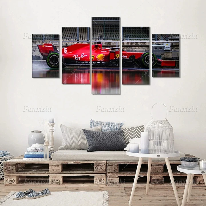 

Red F1 Car SF1000 Sebastian Vettel 5-Pieces-Poster Wall Art Canvas Painting Hd Print Modular Pictures for Living Room Home Decor
