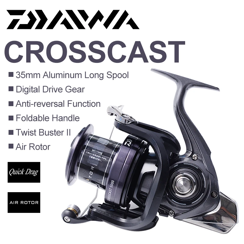 

DAIWA CROSSCAST Spinning Fishing Wheel 5000/5500 3+1BB Gear Ratio 4.1:1 Max Drag 15kg Long Cast Reel Saltwater Fishing Reel