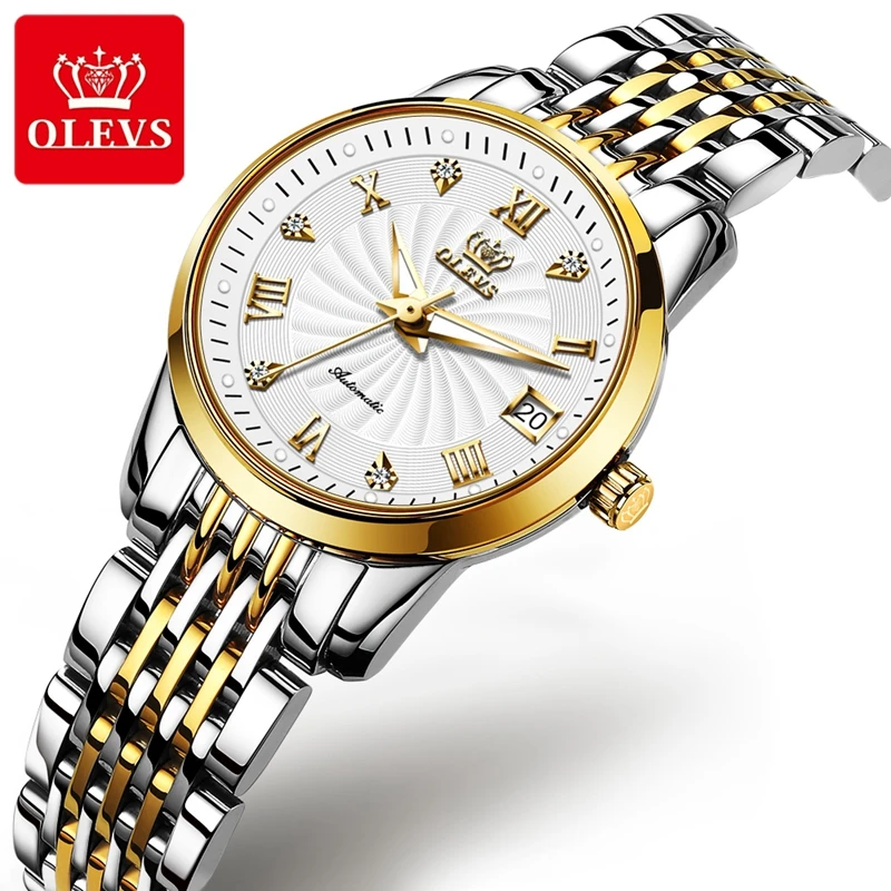 OLEVS Brand Automatic Watch for Women Vintage Design Ladies Mechanical Watch Waterproof 2021 Wristwatch montre femme