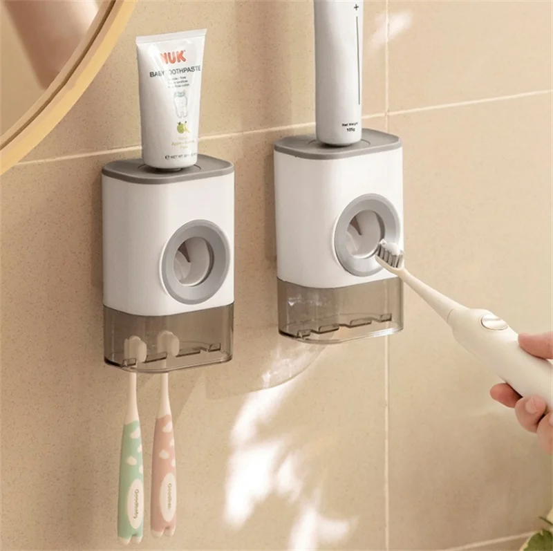 

Настенный дозатор для зубной пасты, автоматический набор аксессуаров для ванной комнаты, держатель для зубных щеток