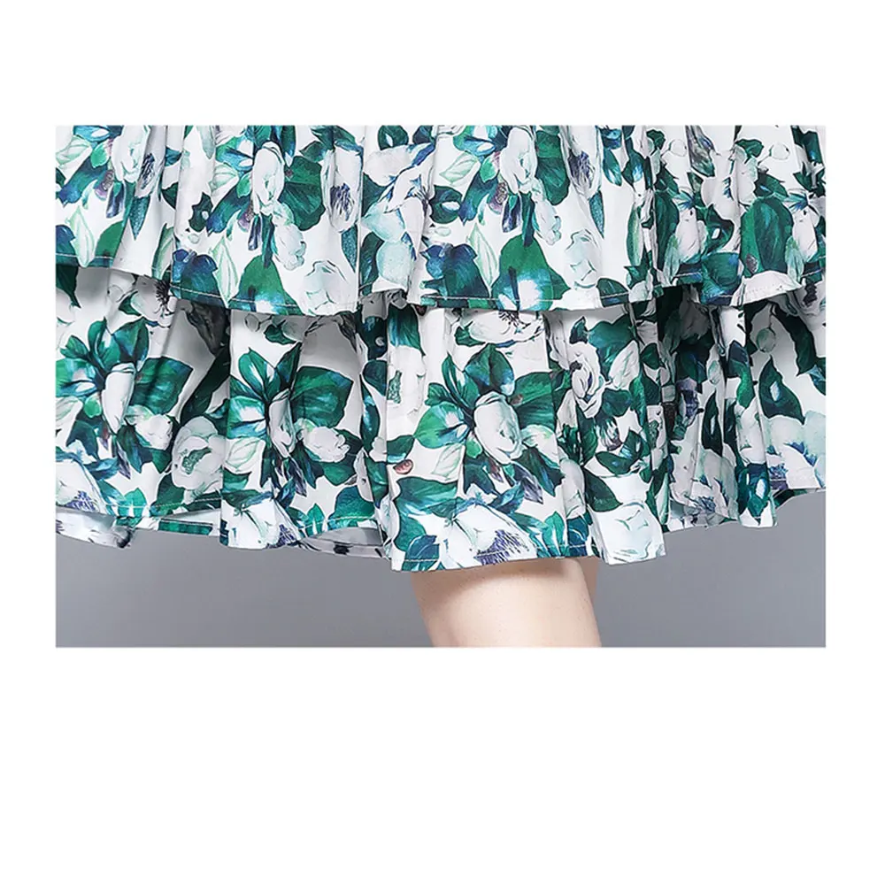 

2021 Boho Midi Summer Dress Woman's Floral Print Spaghetti Strap Sleeveless Cascading Ruffled Sexy Backless Party Vestido M68605