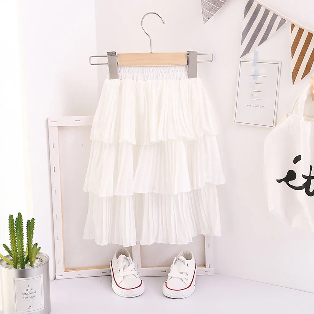 SAGACE детская юбка принцессы для девочек Милая Белая шифоновая с оборками одежда