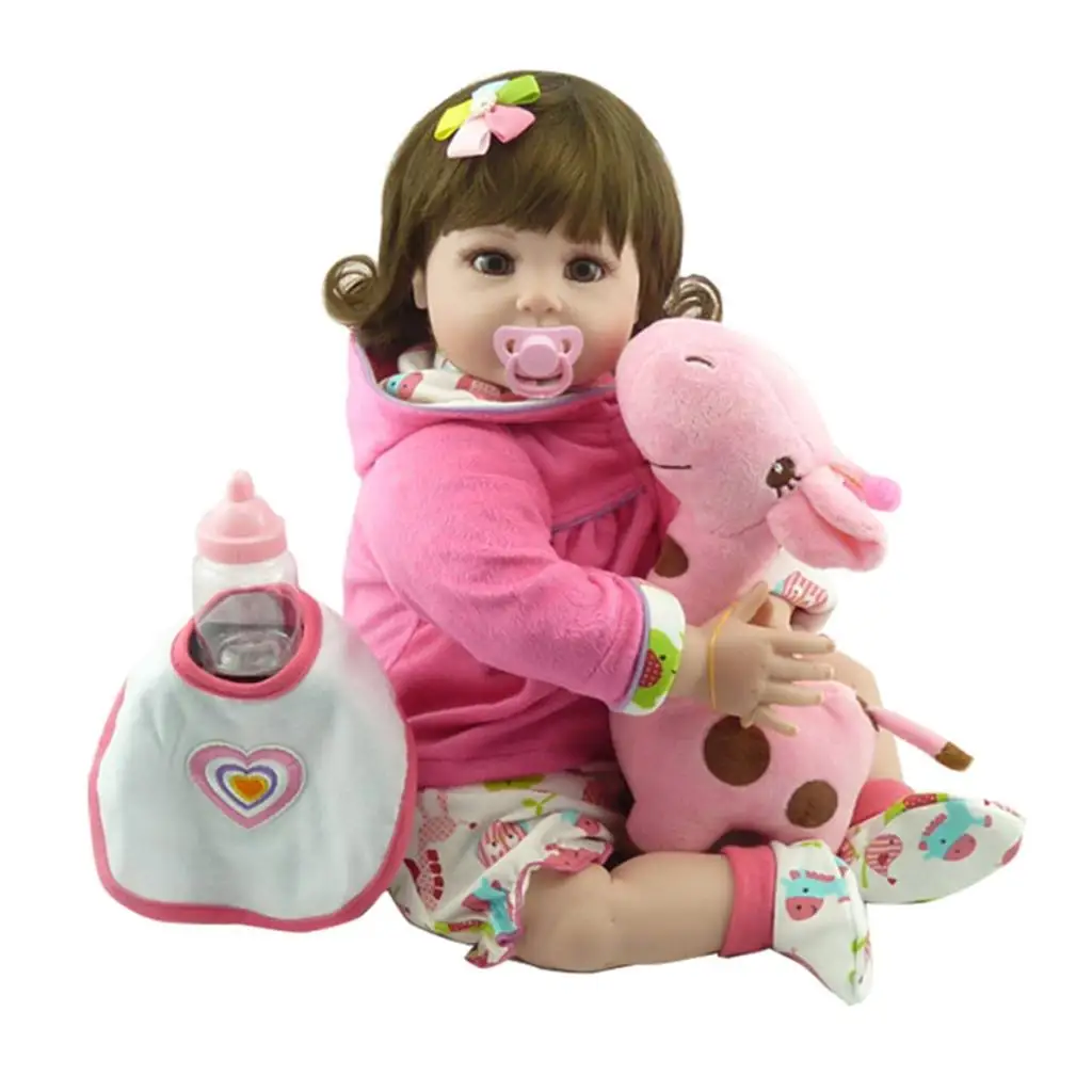 

55cm 22inch Lifelike Newborn Baby Reborn Doll with Giraffe Toy Kids Partner