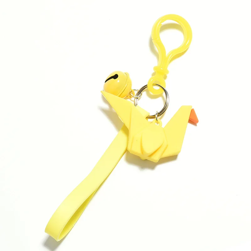 

New Pvc Soft Rubber Thousand Paper Crane Key Chain Creative Bag Pendant Keychain Lovers Car Cute Gift Keyring