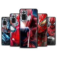 spiderman marvel for xiaomi redmi note 10 pro max 10s 9t 9s 9 8t 8 7 pro 5g luxury tempered glass phone case cover