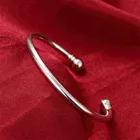 925 стерлингового серебра Гладкие бусины браслет для женщин Свадебные обручальные кольца модные очаровательные вечерние, ювелирное изделие, подарок