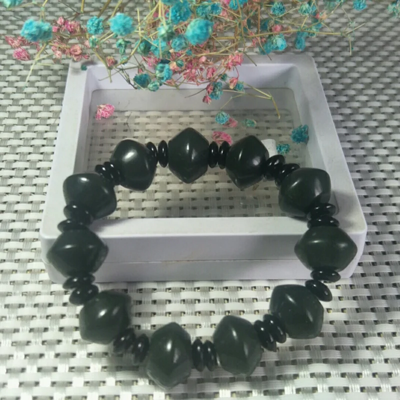 

Natural Hetian Jade Handwork Bead Jade Bracelet Jewelry Lucky Exorcise Evil Spirits Safet Amulet Fine Jade Jewelry Bracelet