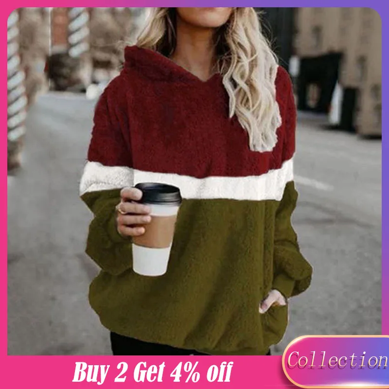 2019 женские зимние толстовки с длинными рукавами и круглым воротником капюшоном