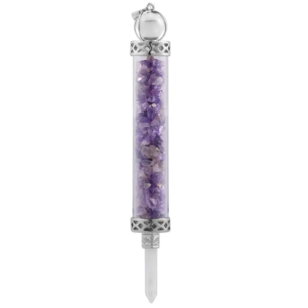 SUNYIK Handmade Hexagonal Crystal Point Stone Chips Wishing Bottle Pendant Necklace Healing Reiki Jewelry with Chain for Unisex | Украшения