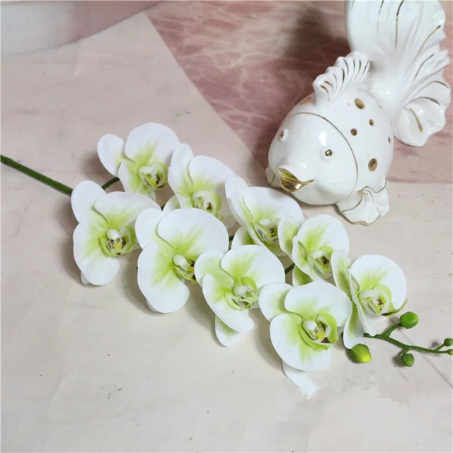 5 flowers 4 leaves 1 компл. Высокого качества орхидеи чувство руки цветок стол Цветочная композиция без вазы - Цвет: 5 flowers 4 leaves