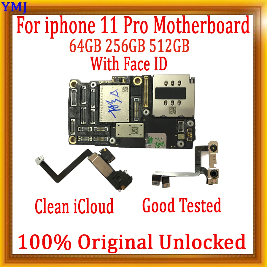 Оригинальная разблокированная материнская плата для iPhone 11 pro max с/без Face ID 64 Гб 256