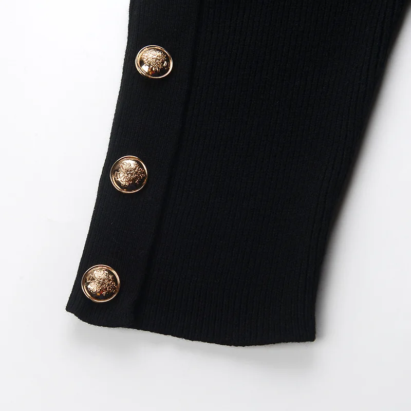 

ENGAGEMENT Zaraing Za Autumn and Winter 2021 New Korean Retro Temperament V-neck Metal Button Knitted Sweater Skirt Dress