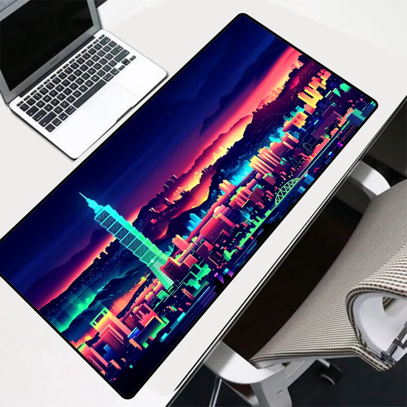 

City neon lights RGB Large PC Gaming Mouse Pad Gamer Computer Mouse Mat XL Mousepad Desk Mat Backlight Carpet For Keyboard Mause