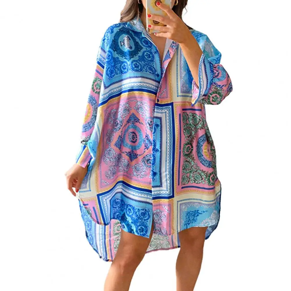 

Women Shirt Turn-down Collar Plus Size Plus Long Turn-down Collar Light Women Shirt for Beach Wear 2021 Female Loose Blouse Tops