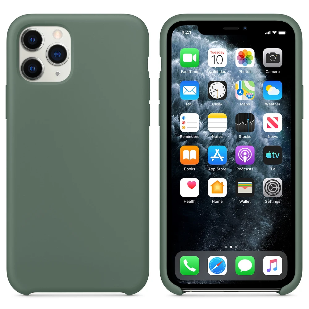 Pine Green Силиконовый чехол, роскошный тонкий мягкий чехол для IPhone 11 Pro Max, чехол xs max xr x 8 7 6s plus, чехол с логотипом, резиновый противоударный силикагель - Цвет: Pine Green