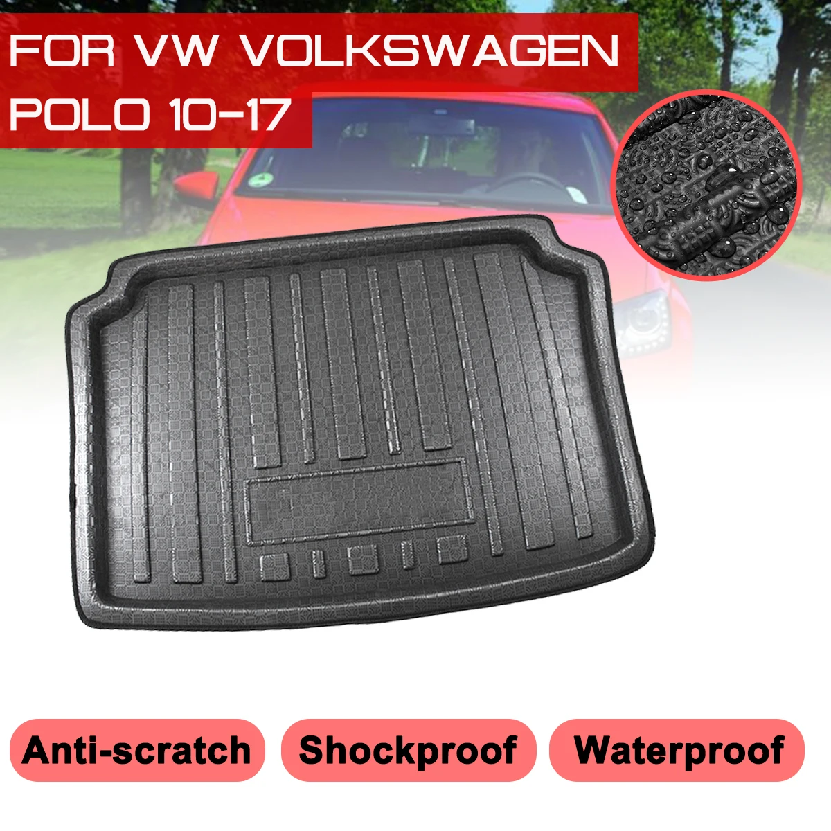 Автомобильный напольный коврик ковер для VW Volkswagen Polo 2010-2017 задний багажник защита