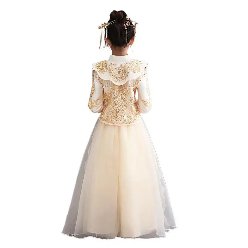 

Girls Chinese Style Fairy Hanfu Skirt Childrens Antiquity Tang Suit Dress Kids Long-sleeved Ancient Costume Embroidery SuitLB337