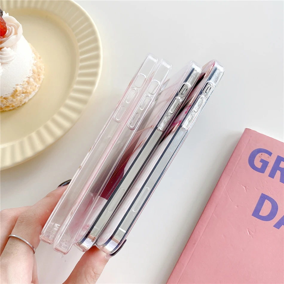 Розовый Гальванизированный геометрический мраморный чехол для телефона iPhone 13 12