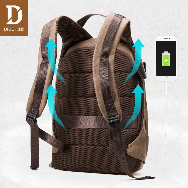 DIDE мужской рюкзак для путешествий с usb-зарядкой водонепроницаемый ноутбука из
