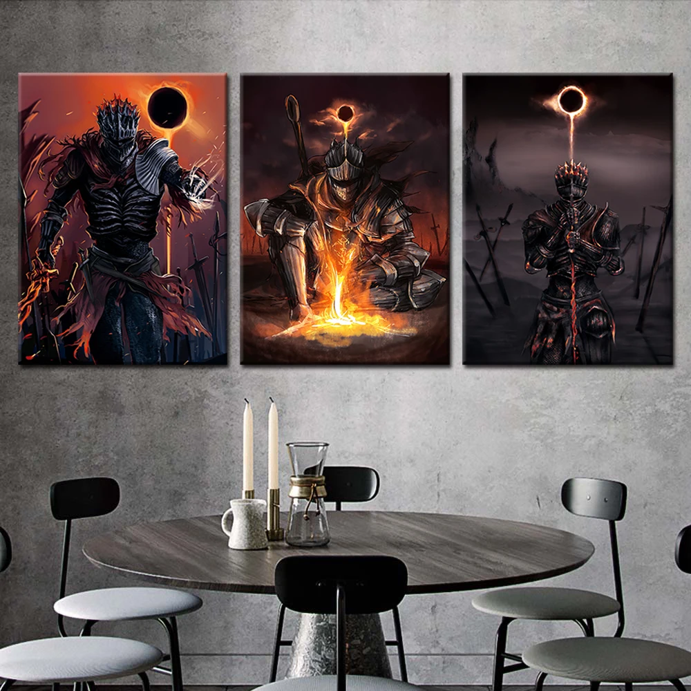 

3 Pieces Dark Souls 3 Video Game Poster HD Picture Wallpaper Canvas Painting Living Room Decor Wall Art Sofa Background Decor