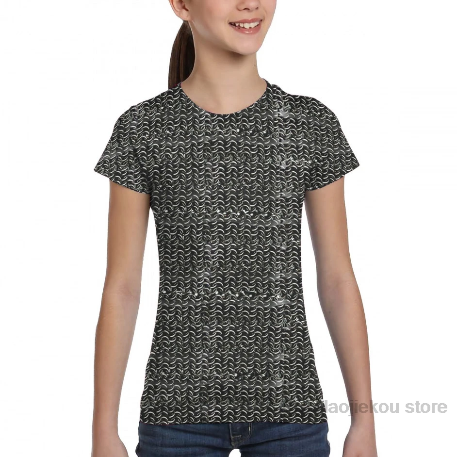 Girl Chainmail, средневековые доспехи, художественная Мужская футболка, женская модная футболка с принтом для девочек, футболки для мальчиков, летние футболки с короткими рукавами - Цвет: Girl