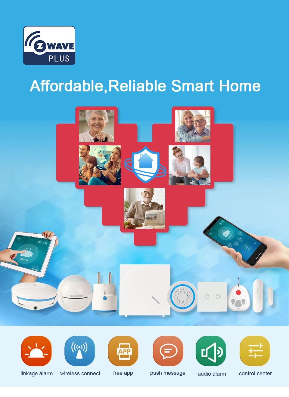 ZWave контроллер-концентратор Smart Home Поддержка всех смарт-устройств Z-Wave Alexa Google Home Совместимость