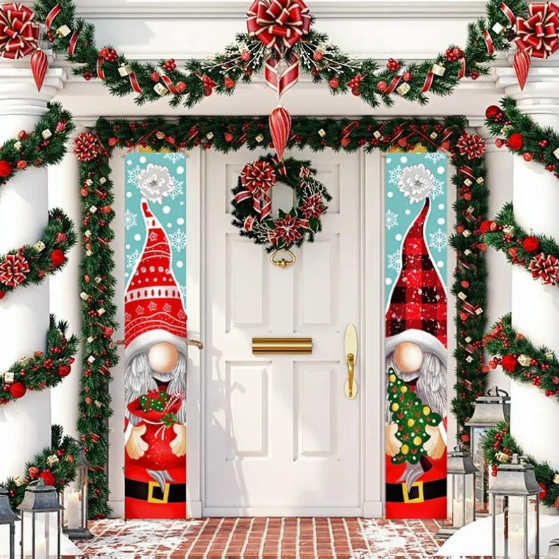 

Christmas Decorations, 180 Cm Cartoon Without Face Elderly Door Curtain 1 Pair, New Year's Home Door Hanging, Party Layout Props