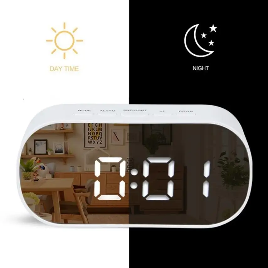 2020 новый многофункциональный светодиодный зеркальный будильник часы с кабелем