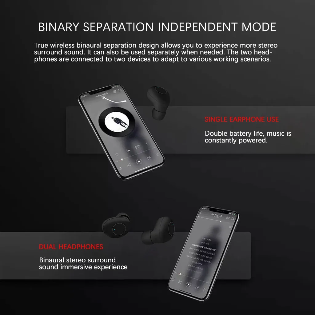 Беспроводные наушники 40 # IPX7 водонепроницаемые TWS Bluetooth 5 0 спортивные