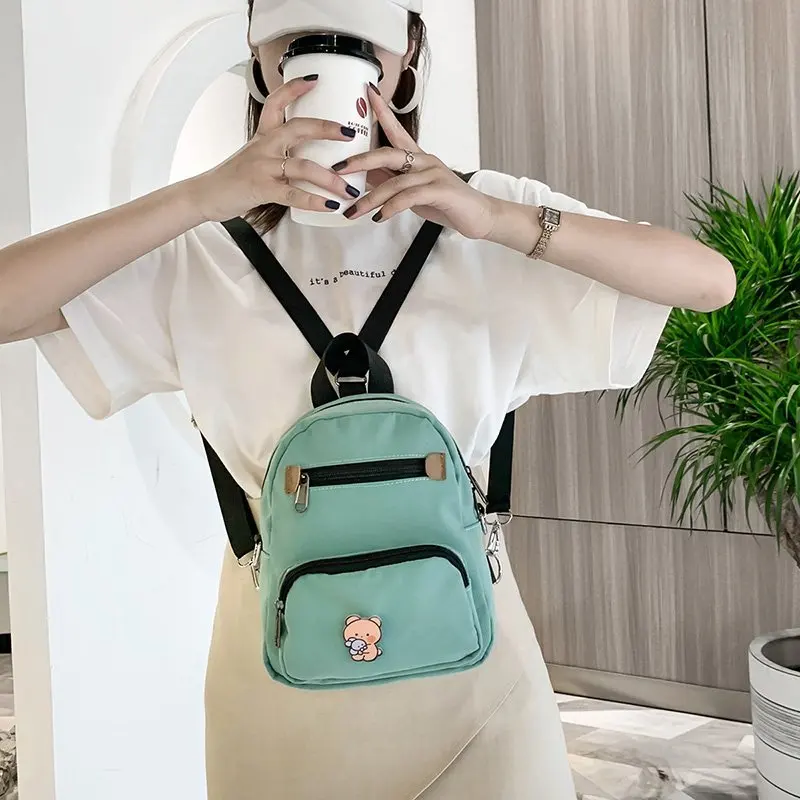 

Компактный женский рюкзак для мобильного телефона, зеленая школьная сумка, многослойные вместительные сумки на плечо, дорожный Многофункц...