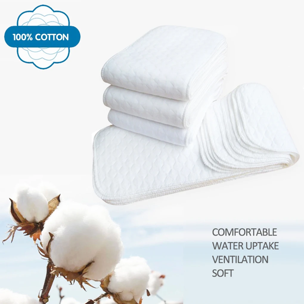 Pa&ntilde;ales de tela reutilizables para beb&eacute;, insertos de 3 capas, 100% algod&oacute;n lavable, respetuoso con el medio ambiente, 10 Uds.-0